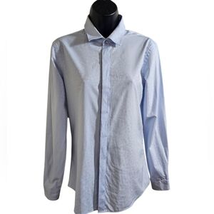 Giorgio Sant Angelo Sky Blue Floral Long Sleeve Dress Shirt Women Med